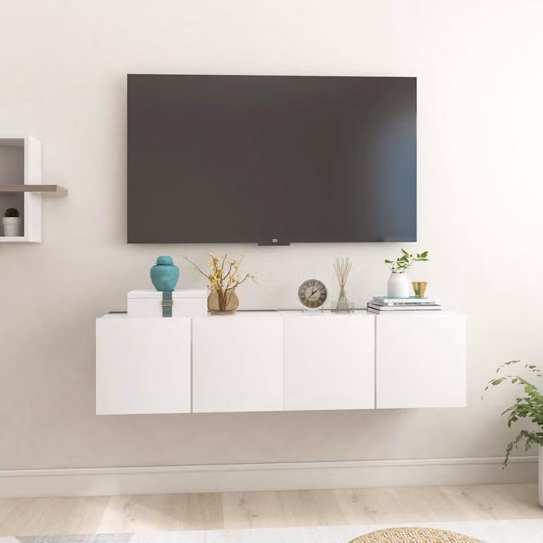 Set di 2 mobili pensili porta TV vidaXL bianchi in stile moderno L 60 cm x P 30 cm x H 30 cm