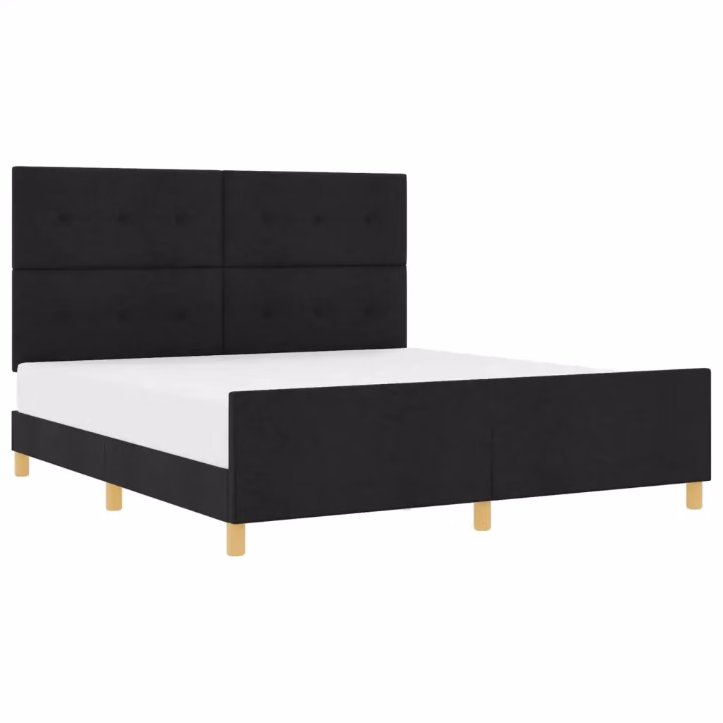 Struttura del letto con testiera vidaXL in tessuto nero, L 180 x P 200 cm – 2