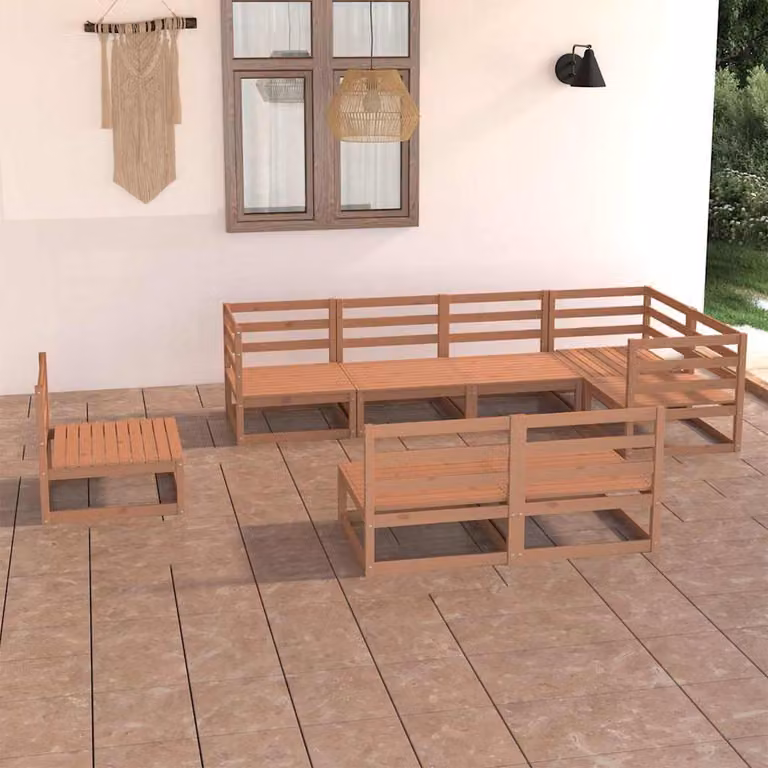vidaXL Set Salotto da Giardino 8pz Marrone Ambra Legno Massello Pino