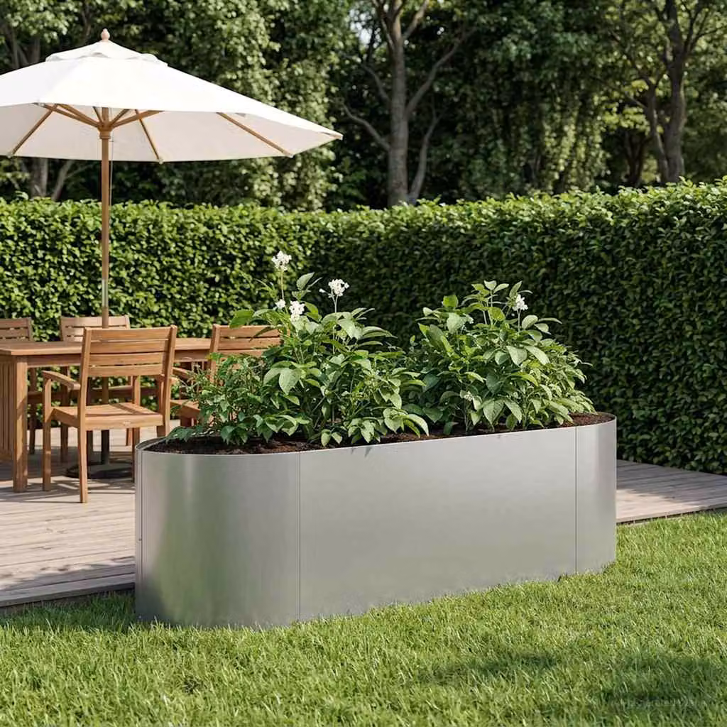 Letto rialzato da giardino vidaXL in acciaio zincato argento L 140 x P 40 x H 40 cm