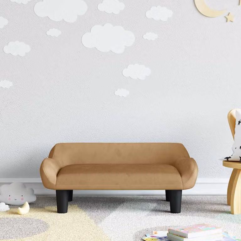vidaXL Divano per bambini in velluto marrone L: 70 cm, P: 40 cm, H: 24 cm