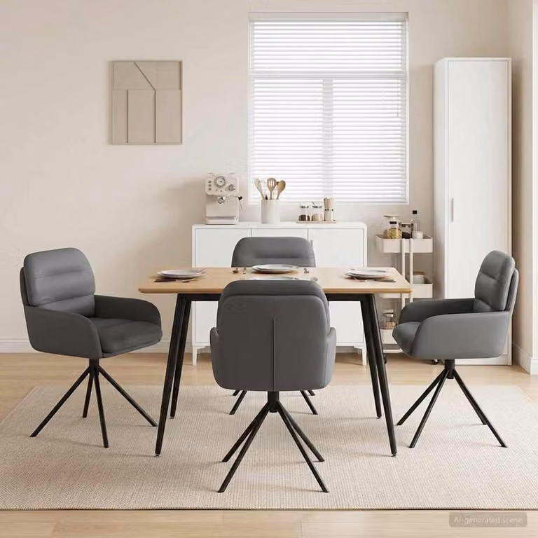Set di 4 sedie da pranzo girevoli vidaXL in similpelle grigia con design moderno per cucina e sala da pranzo
