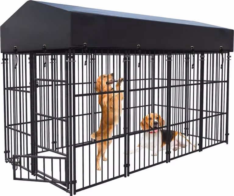 Cuccia per cani per impieghi gravosi, struttura in metallo e ferro, copertura impermeabile, nera, XS