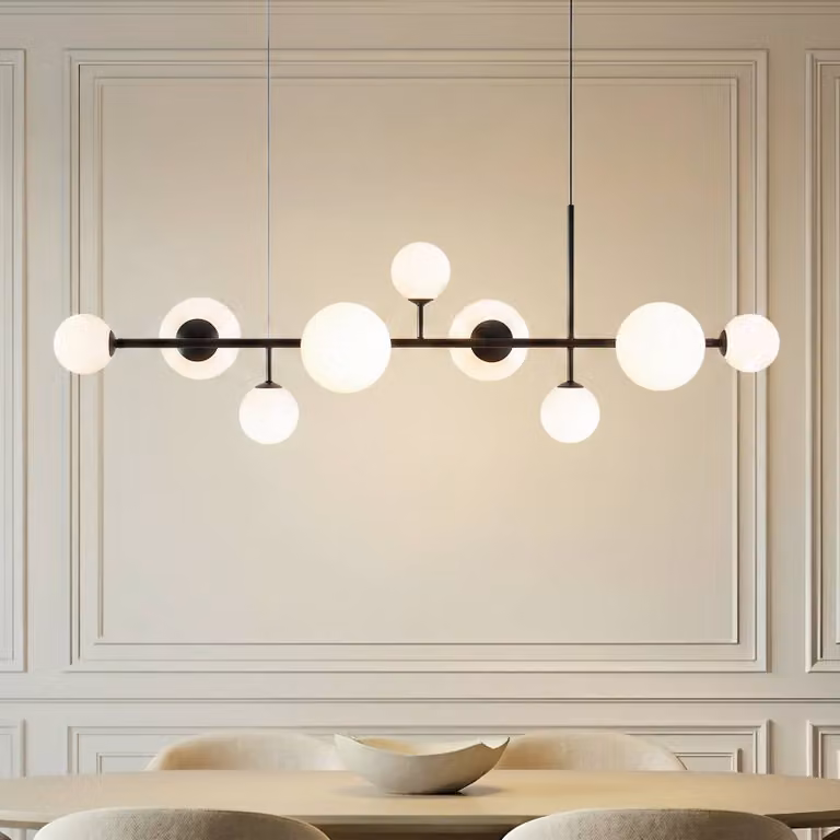 Lampada a sospensione in vetro Joel ALDEX, dimmerabile, Nero, Soggiorno / Sala da pranzo, Metallo, Lampada a sospensione