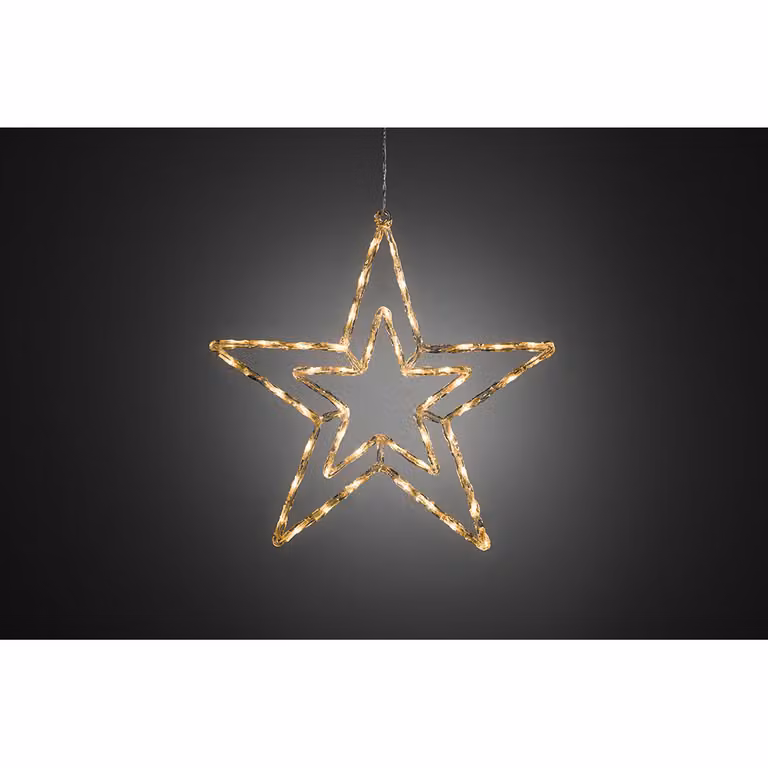 Stella LED acrilica Konstsmide, con 8 funzioni, unità di controllo e funzione di memoria, 48 diodi bianco caldo, trasformatore per esterni da 24 V, cavo trasparente - 4471-103