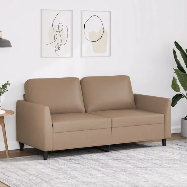 Divano a 2 Posti-Sofa 2 Posti Cappuccino 140 cm in Similpelle 607485