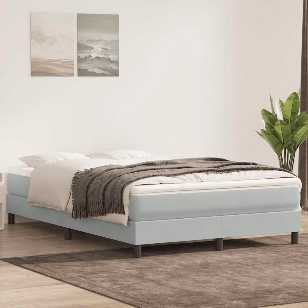 Letto a molle vidaXL in velluto grigio senza materasso L/P/H: 200 x 163 x 223 cm