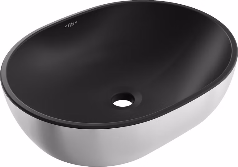 Mexen Viki lavabo da appoggio 48 x 35 cm, nero opaco/argento - 21054874