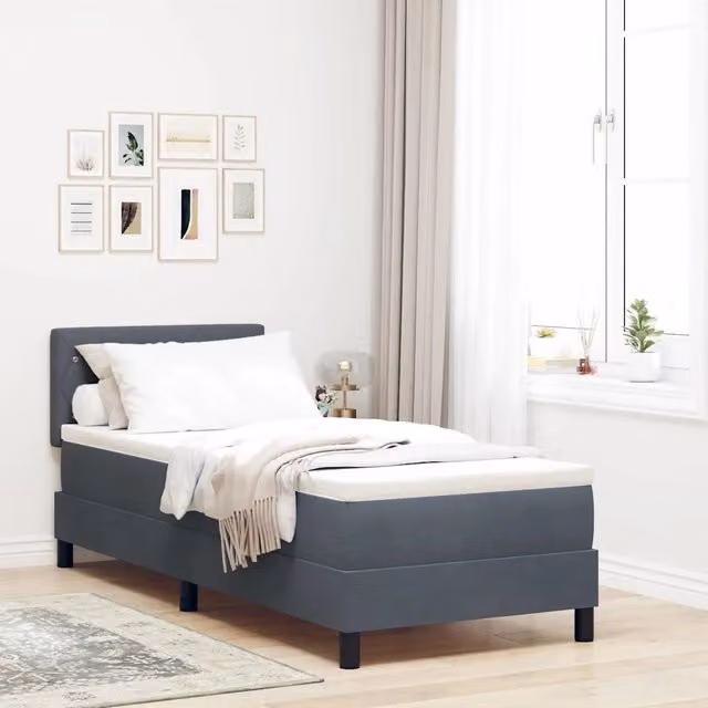 Letto a molle insacchettate vidaXL in velluto grigio con illuminazione LED sottostante L/P: 80 x 200 cm – 1