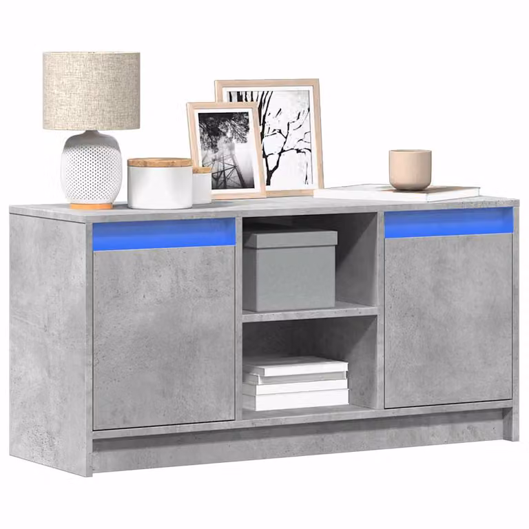 Mobile Porta TV vidaXL con LED Grigio Cemento, L 100 cm x P 34 cm x H 50 cm, in MDF e Legno