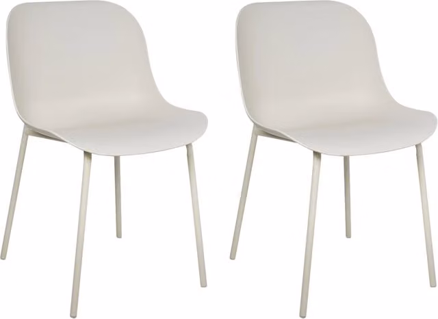 Set di 2 sedie da pranzo BELIANI in plastica beige opaco con gambe in metallo stile moderno