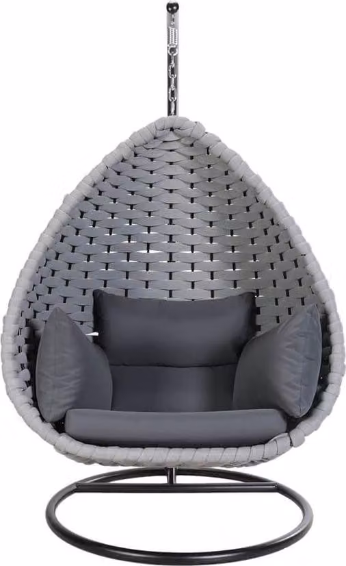 Home Deluxe Sedia sospesa in corda di vimini CADEIRA grigio chiaro - 1 posto | cesto sospeso, sedia sospesa, arredo giardino, altalena da giardino