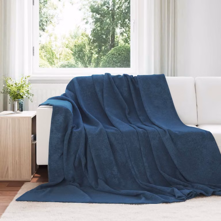 Coperta in pile vidaXL blu, L 240 cm x P 270 cm