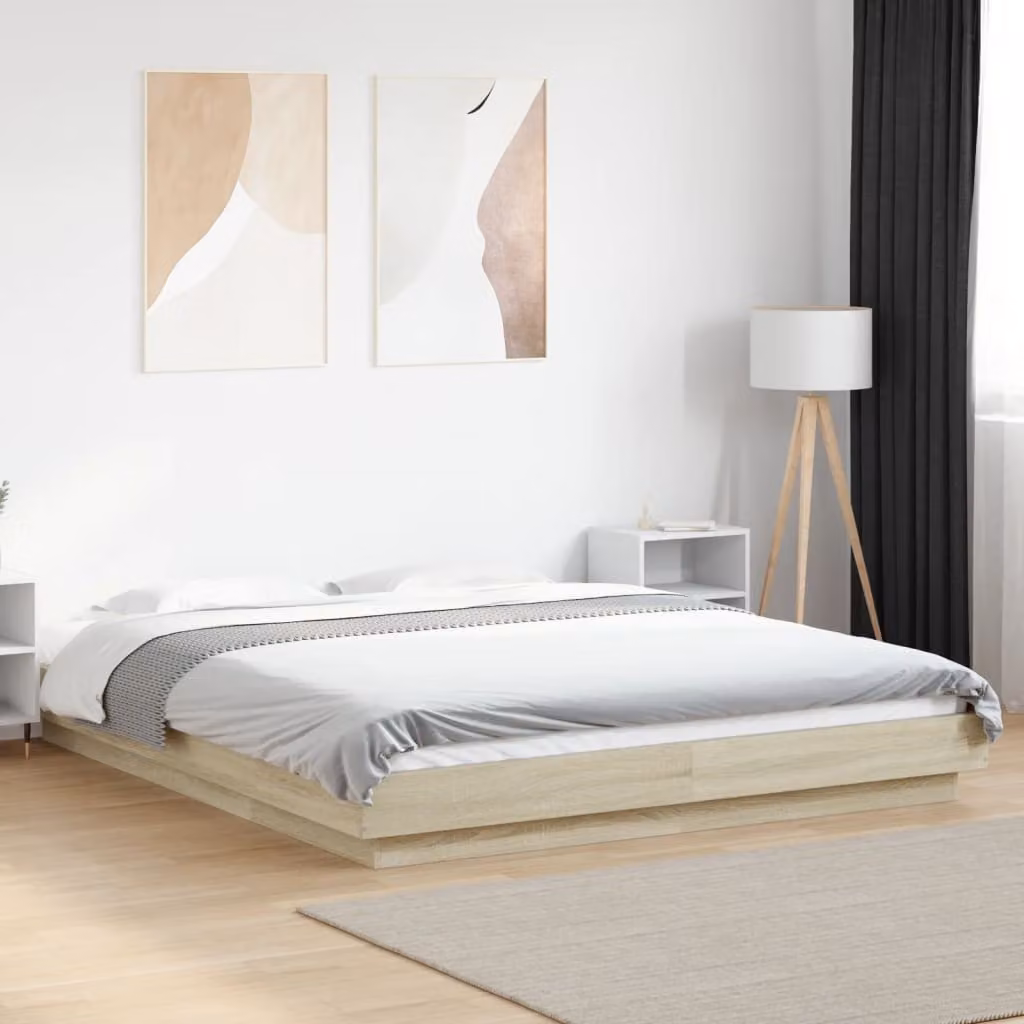 Giroletto vidaXL con Luci LED e Porta USB, Rovere Sonoma, L/P: 150 x 200 cm – 1