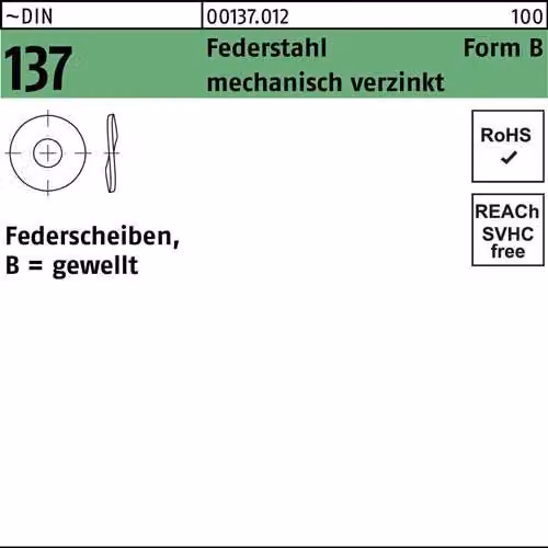 Rondelle elastiche Reyher DIN 137 Federst. B 14 mech Zn 001370129140000 (100 pz.)