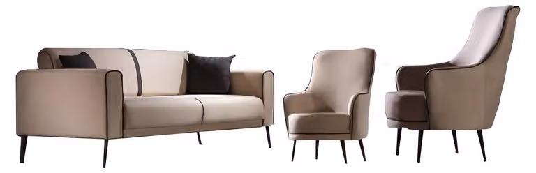 Sofagarnitur Sofa 3+1+1 Sitzer Wohnzimmer Set 3tlg Sofas Modern Beige Stil