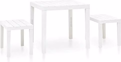 Set da giardino moderno vidaXL bianco con tavolo quadrato e sedute in materiale sintetico resistente alle intemperie