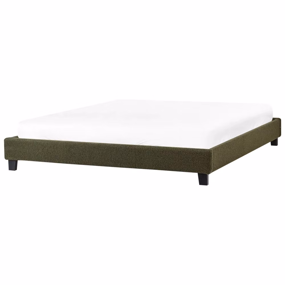 Letto matrimoniale Beliani in bouclé verde con rete a doghe in legno stile moderno L/P: 180 x 200 cm – 2