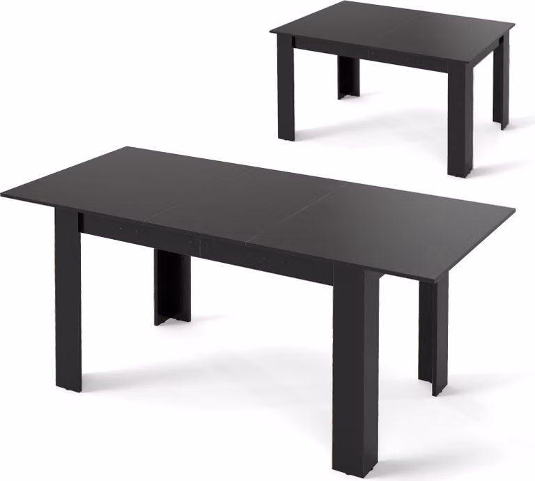 COSTWAY Tavolo da pranzo allungabile 120/158 x 70 cm, tavolo da cucina Tavolo da pranzo per 4-6 persone fino a 110 kg, tavolo rettangolare Vintage Nero