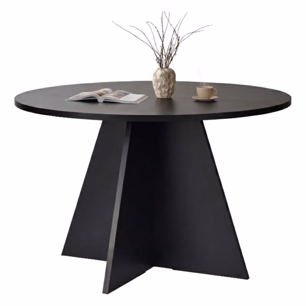 DMORA Racale Tavolo Fisso Rotondo per 4 Persone Nero L: 120 cm, P: 120 cm, H: 75 cm – 2