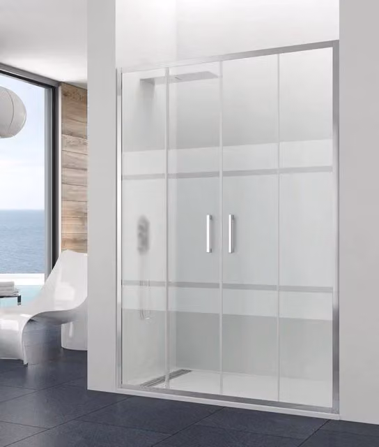 Box doccia frontale PRESTIGE 2 fissi + 2 scorrevoli 170 cm (166-172) cromo lucido vetro Frost Plus