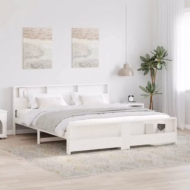 Struttura del letto-Giroletto-Rete del Letto Bianco 200 x 200 cm Legno multistrato 248824