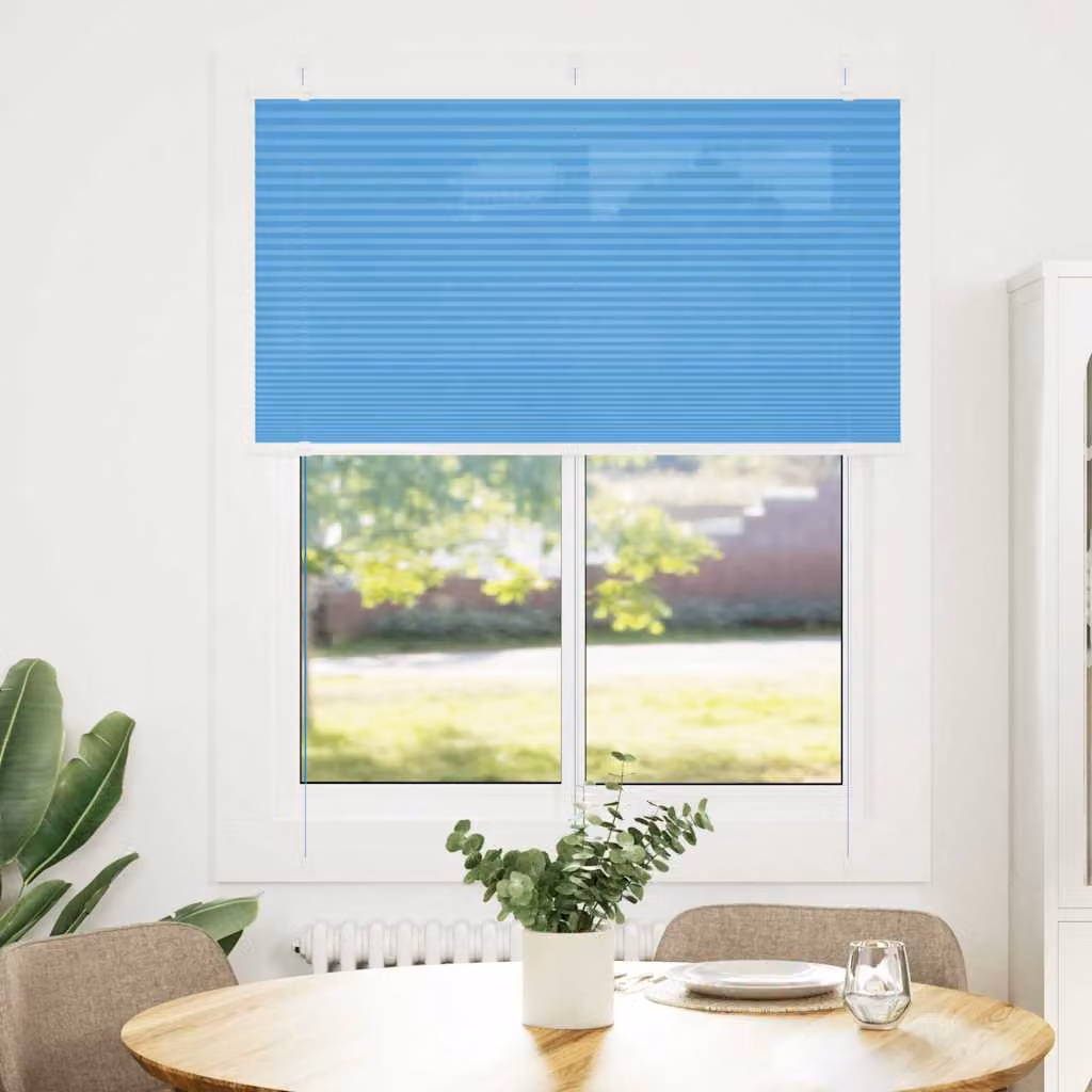 vidaXL Tenda Plissettata Blu 110x100 cm Larghezza Tessuto 109,4 cm