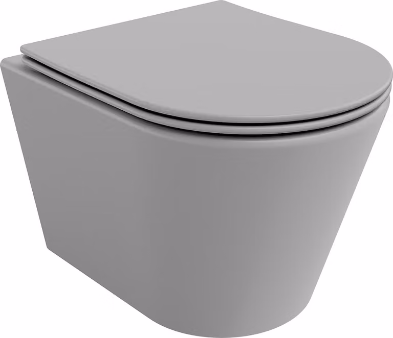 Mexen Rico WC sospeso Rimless con sedile a chiusura rallentata slim, duroplast, grigio chiaro opaco - 30724061