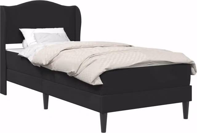 Letto singolo | Letto per adulti | Struttura del letto con testiera Nero 90 x 200 cm Similpelle