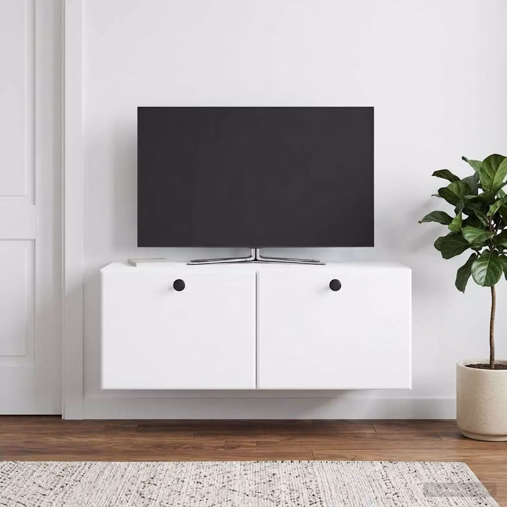 vidaXL Mobile Porta TV da Muro Moderno in MDF Bianco L: 78,5 cm, P: 31 cm, H: 30 cm