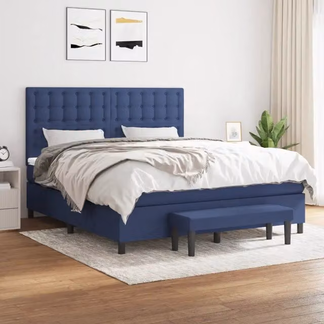 Letto Ibrido con Giroletto a Molle e Materasso vidaXL, Blu e Bianco, L/P/H: 160 x 200 x 128 cm – 1