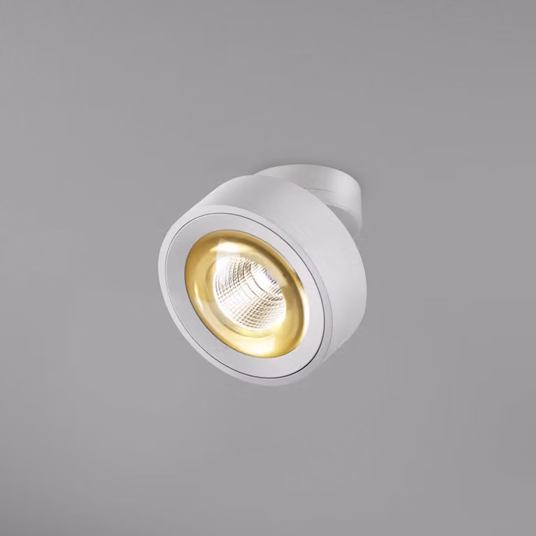 Egger Licht DLS Faretto LED Clippo Optic, bianco/oro, Ø 12 cm, DTW dimmerabile, Bianco / Opale, Soggiorno / Sala da pranzo, Alluminio, Moderno