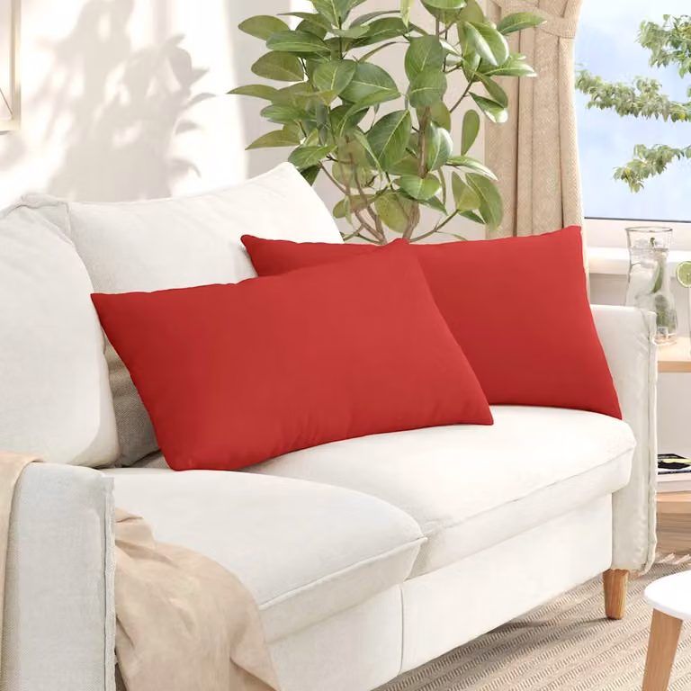 Set di 2 cuscini da divano vidaXL in tessuto rosso con rivestimento rimovibile, L 80 cm x P 40 cm