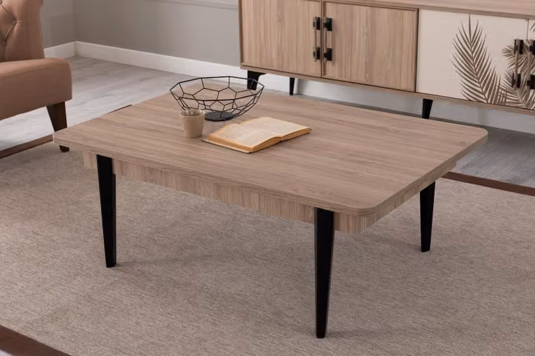 Luxus Hellbrauner Wohnzimmer Couchtisch Stilvoller Rechteckiger Holztisch