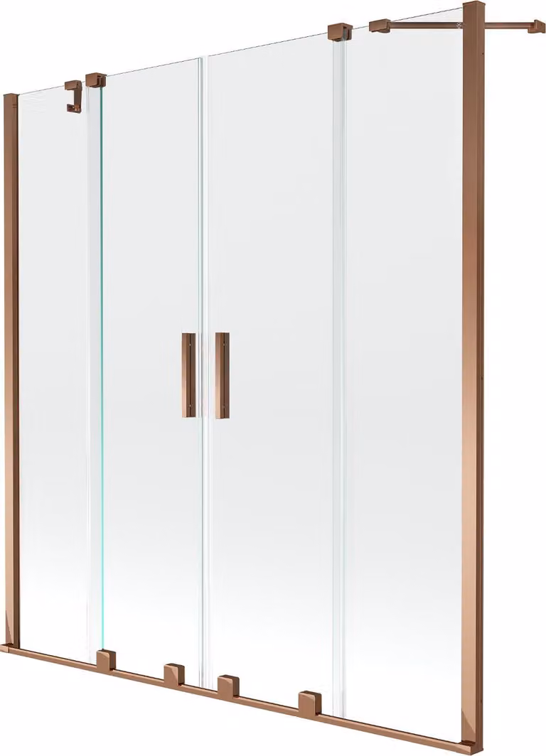 Mexen Velar Duo paratia per vasca da bagno a 2 ante scorrevoli 150 x 150 cm, trasparente, oro rosa - 896-150-000-02-60