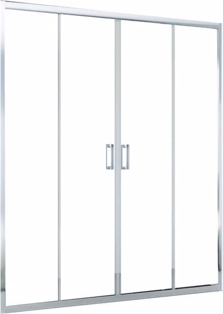 Porta Parete Doccia 140 cm 2 ante Scorrevoli Centrali in Cristallo Trasparente 6mm H195 Bonussi Tosca