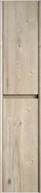 Armadio a muro per bagno alto 140 cm, mobile stretto con 2 ante e ripiani interni, finitura legno colore quercia crema, ideale per spazi ridotti, bagno, soggiorno e lavanderia
