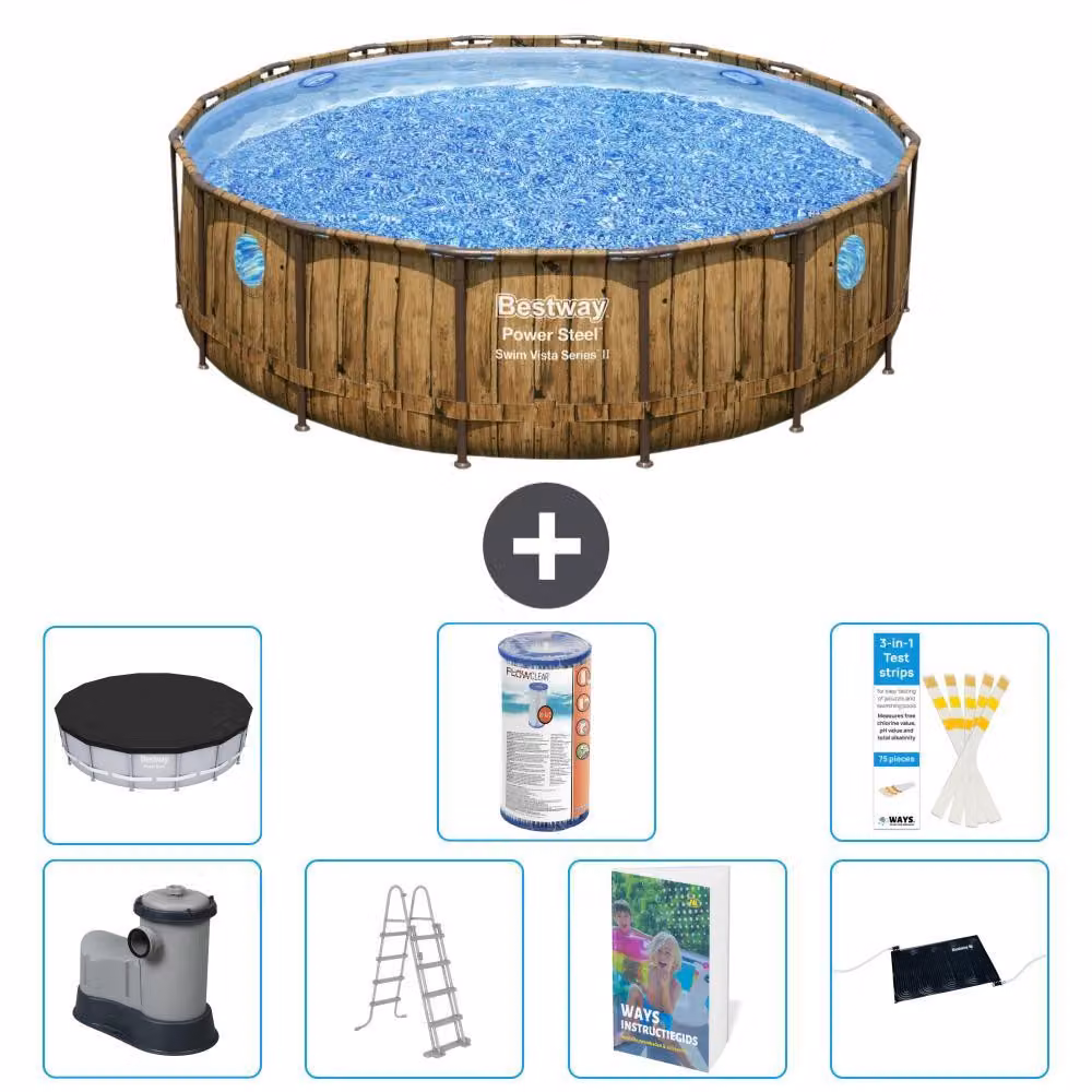 Bestway Power Steel, piscina rotonda - 488x122 cm - composta da 6 parti, modello S619