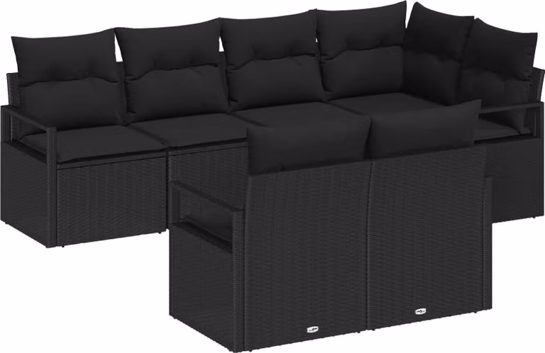 Set di divani 7 pcs Nero polyrattan