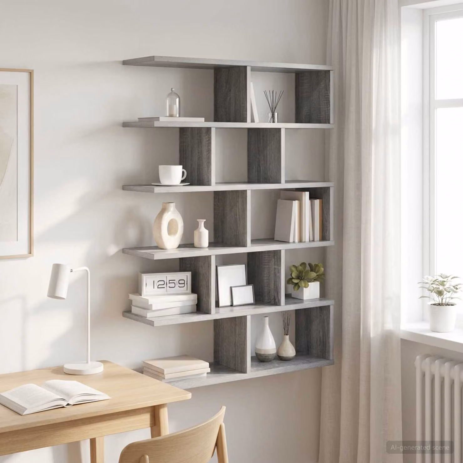 Scaffale da parete moderno vidaXL in MDF grigio L: 70 cm, P: 20 cm, H: 100 cm
