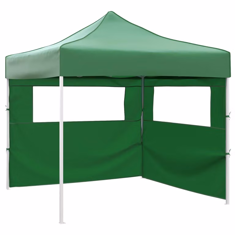 Tenda Party vidaXL in tessuto Oxford verde e bianco con struttura in acciaio e PVC, L/P/H: 292 x 292 x 315 cm