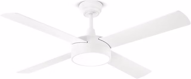 Ventilatore da Soffitto con Luce LED Integrata, Motore DC 40W, 4 Pale Reversibili Bianco/Legno, Telecomando, Diametro 132 cm, 6 Velocità - Perenz
