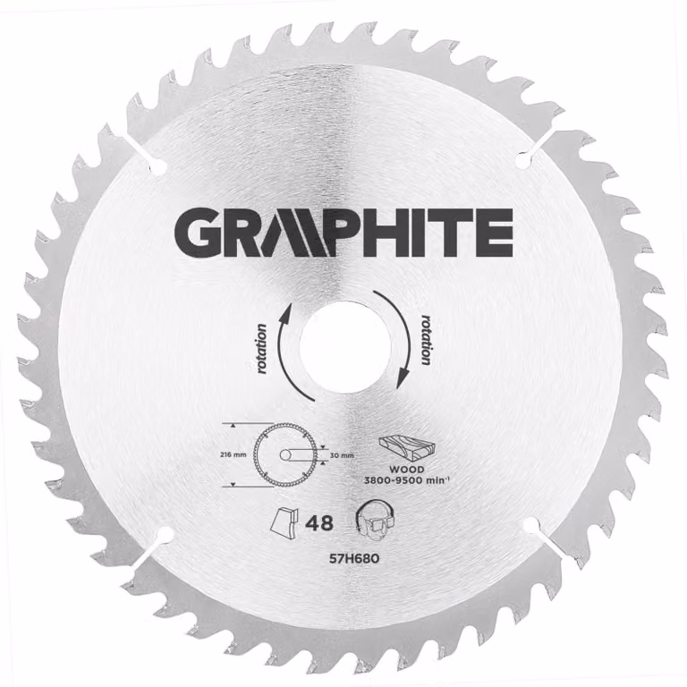GRAFITE Lama per sega, widia, 216 x 30 mm, 48 denti