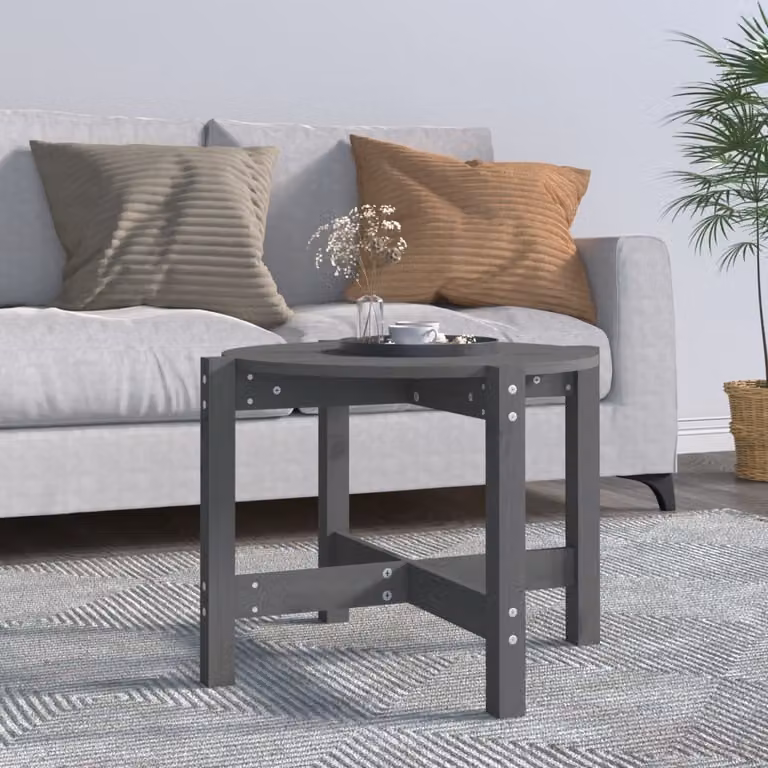 vidaXL Tavolino grigio Ø 62,5x45 cm in legno di pino massiccio - Tavolino - Tavoli da caffè - Tavolino - Tavolino da divano