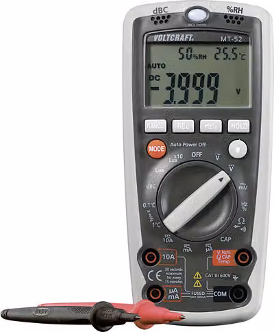 Multimetro portatile Voltcraft digitale MT-52 Funzione di misurazione ambientale CAT III 600 V Display (conteggi): 4000 (MT52)
