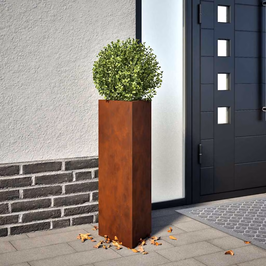Set di 2 fioriere triangolari da giardino vidaXL in acciaio corten color marrone, L/P/H: 30 x 26 x 75 cm