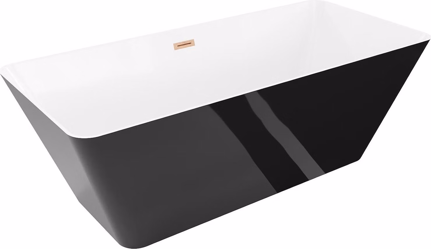 Mexen Velo Slim vasca da bagno autoportante 170 x 75 cm, bianca/nera, troppopieno rame spazzolato - 52811707575-65