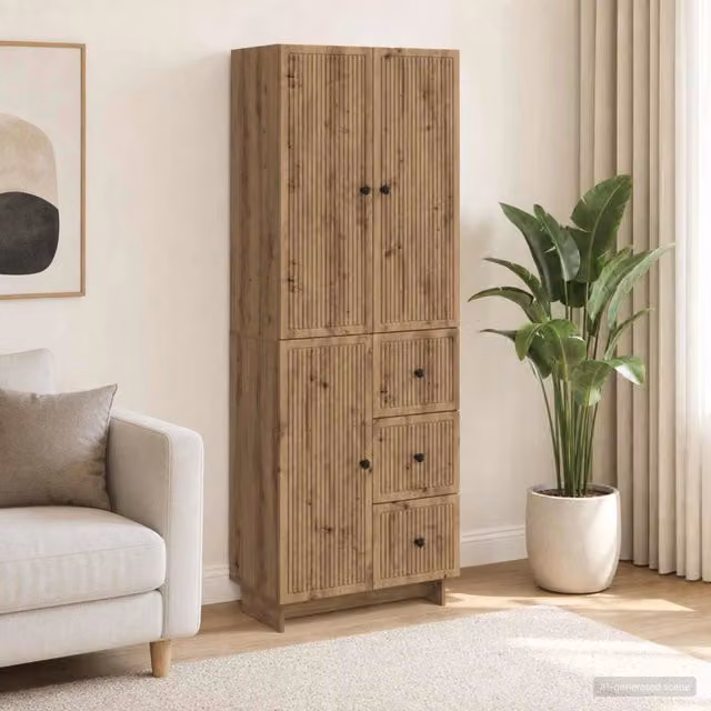 Set di 2 armadi moderni vidaXL in legno MDF marrone opaco per soggiorno L/P/H: 90,0 x 34,5 x 66,0 cm – 1