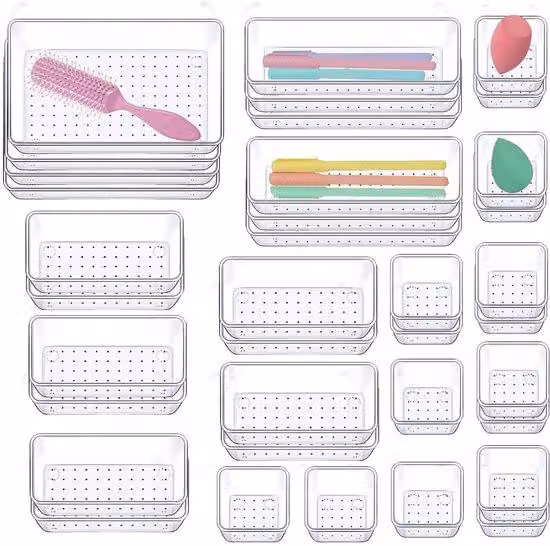 Piccolo organizer da cassetto per l'ufficio, set da 36 pezzi con 4 misure diverse, organizer per il trucco, organizer da cucina per ufficio, scrivania, cucina e bagno
