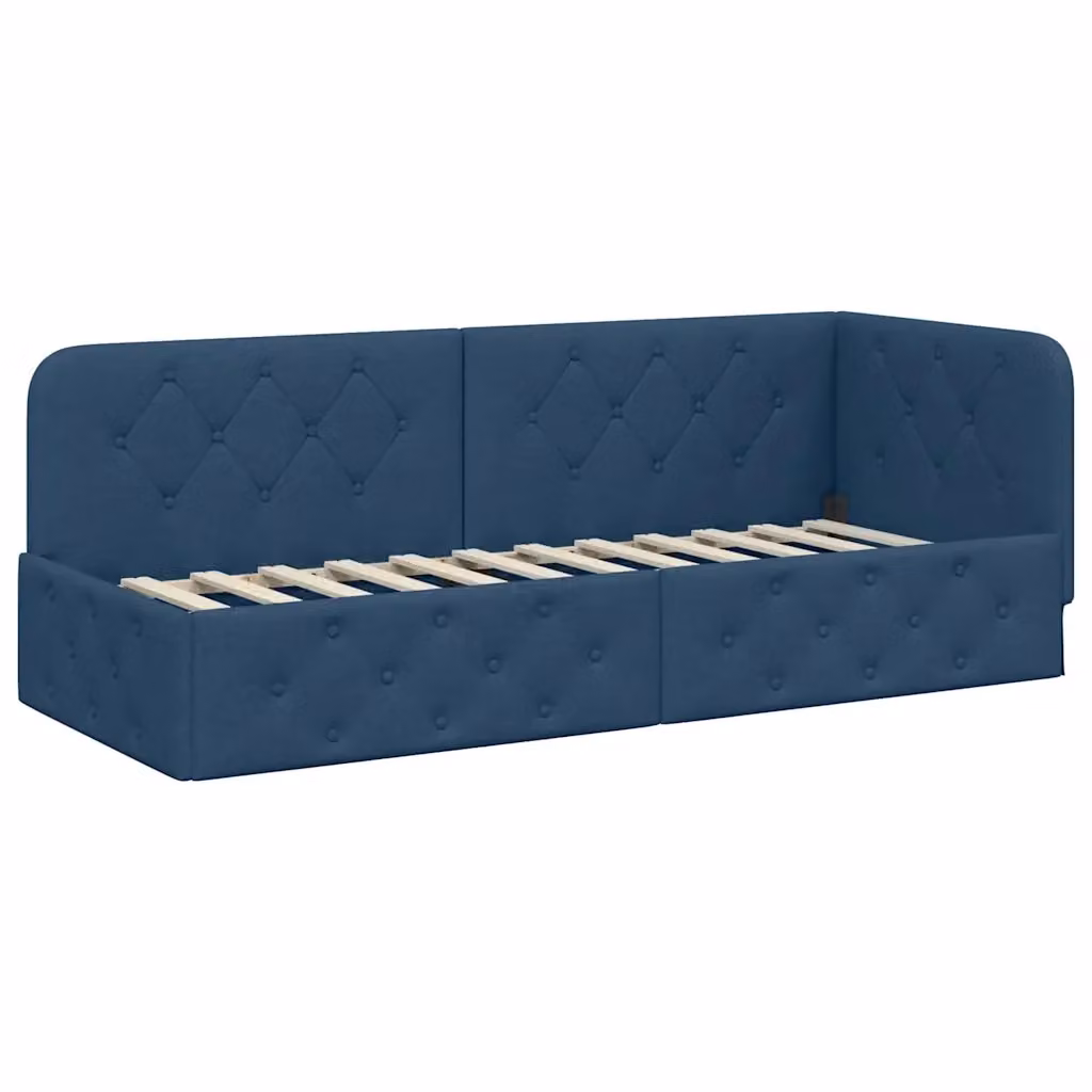 Cornice del letto ad angolo vidaXL in tessuto blu, L 80 x P 200 cm – 2